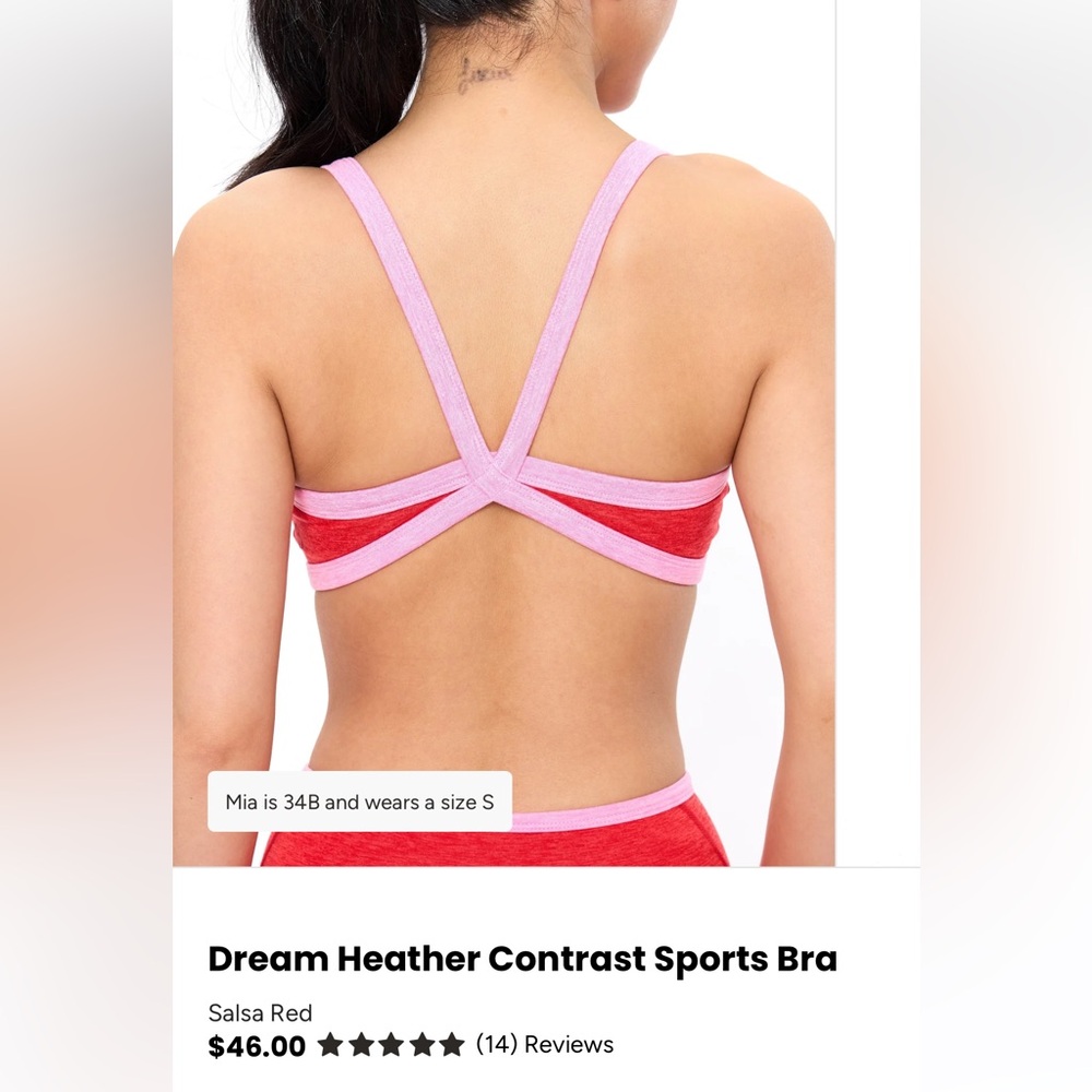 BuffBunny Salsa Red and Pink Cross-Back Sports Bra